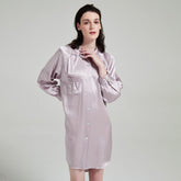 Silk Dress – Button-Down Shirt Style with Chest Detail